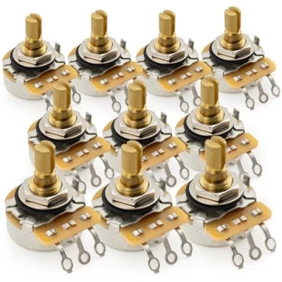 Image of CTS 450G No Load A250K Pots Brass Short Split Shaft 1/4 Inch 10% Audio Taper Potentiometers for Electric Guitar Bass (Set of 10)