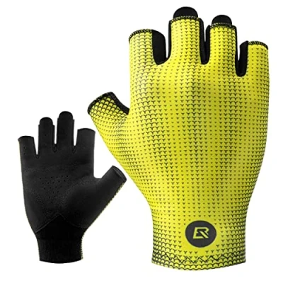 Image of ROCKBROS Cycling Gloves Breathable Half Finger Bike Anti Slip Mountain Road for Men Women Lightweight Sports Hiking, Running, Exercise, Outdoor Yellow