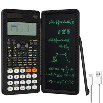 Image of NEWYES Scientific Calculator Rechargeable, with Writing Tablet and Pen, 552 Functions for Students Professionals in Mathematics, Physics Engineering