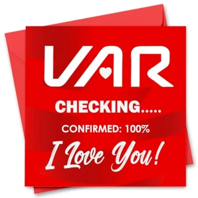 Image of Funny Valentine&#039;s Day Card for Him or Her Girlfriend, Boyfriend, Husband Wife Fiance Fiancee VAR Football