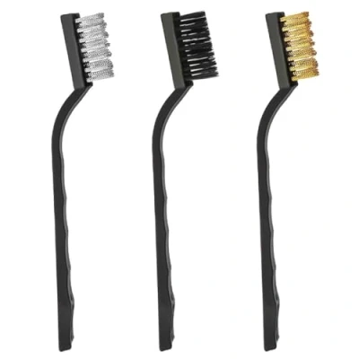 Image of Wire Brush,3 pcs Brass Brush Metal Rust Remover Brushes Cleaning Paint Steel Brush, Nylon for Masonry, Stove, Sink, Dust and Rust,Black