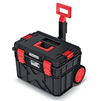 Image of Professional Tool Box Trolley Rolling Workshop Toolbox with Aluminium Telescopic Handle Maximum Load 120 kg 46 x 380 400 mm