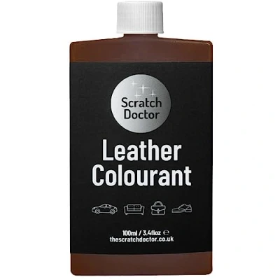 Image of Scratch Doctor Leather Colourant Restore &amp; Repair Faux Vinyl Paint for Furniture Sofas Car Seats Shoes Handbags (Medium Brown, 100ml)
