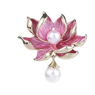Image of PEALGBI Lotus Brooch Pink Corsage Cheongsam Accessories Anti lighting for Lovers