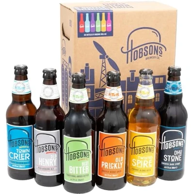 Image of Hobsons Premium Craft Beers Gift Set Mixed Real Ale Taster Selection 6 x 500ml Bottle Pack Ideal present or Birthday Beer