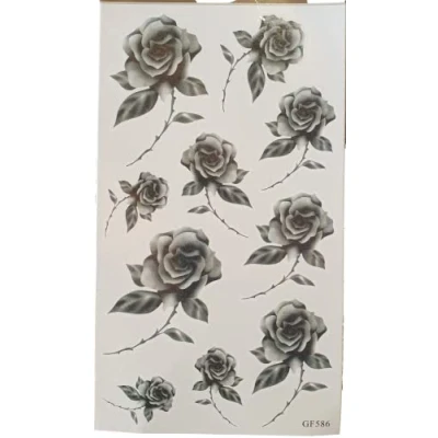 Image of SPESTYLE waterproof non toxic temporary tattoo stickersWaterproof and sweat of men women fashion sexy Black gray tattoos rose