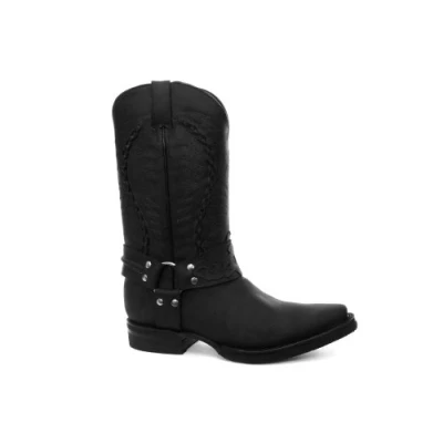 Image of Grinders Galveston Black Mens Cowboy Biker Boots Size UK 6