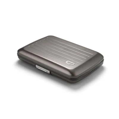 Image of ÖGON Aluminium Wallet Smart case V2 Metal Lock Water Resistant Card Holder RFID Protection Up to 10 Cards, Receipts and Bills Titanium