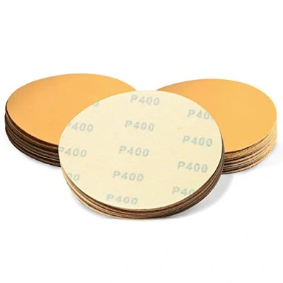 Image of SPEEDWOX 50 Pcs 6 Inches Sanding Discs 400 Grit Dustless Hook and Loop Sandpaper for Random Orbital Sander Yellow Finishing Automotive Woodworking