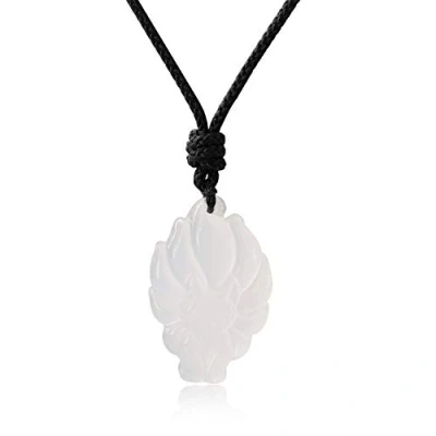 Image of COAI Nine Tailed Fox Necklace Crystal for Women Men, White Agate