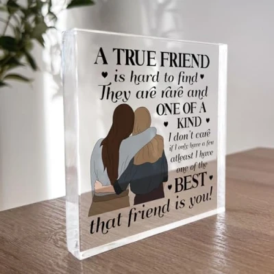 Image of Red Ocean Gift For Best Friend TRUE Plaque Friendship Sign Birthday Christmas Thank You Her