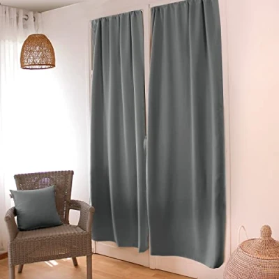 Image of ED ENJOY HOME Blackout Curtain Pole Grey 90 x 210 cm 100% Polyester Fabric Öko Tex, Licorice Collection