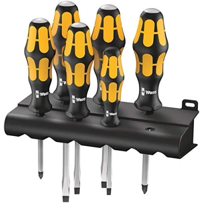 Image of Wera 932/6 Kraftform Chiseldriver screwdriver set and rack, Phillips/Slotted, 6pc, 05018282001, Silver