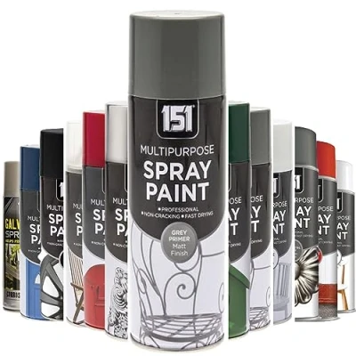 Image of AlezyB 1 x Grey Primer Multi Purpose Spray Paint 400ml Excellent Coverage, Quick &amp; Fast Drying for interior exterior Multipurpose Metal Plastic Wood Glass.