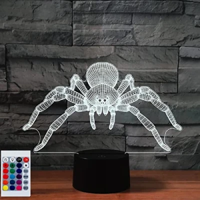Image of SUPERHONGJIHAO Night Light for Kids 3D Spider Led Lamp with Remote Control 16 Color Changing Xmas Birthday Gift Child