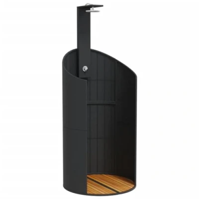 Image of vidaXL Outdoor Shower Black 100x100x241.5 cm Poly Rattan and Acacia Wood