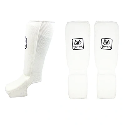 Image of viper Shin Instep Pads Muay Thai Martial Art Guard Boxing JUNIOR (White)