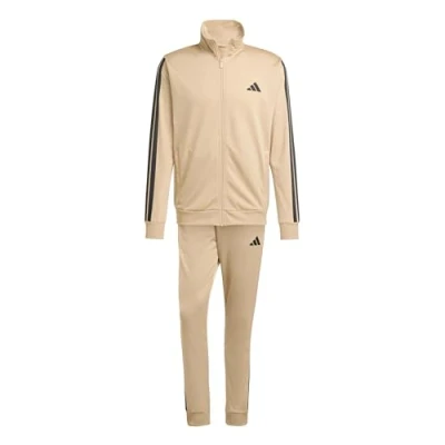 Image of adidas Men&#039;s SPORTSWEAR BASIC 3 STRIPES TRICOT TRACKSUIT, warm sandstone, S Short