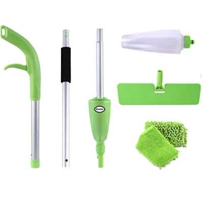 Image of Spray Mops for Floors Microfibre Flat Floor Mop with Dry Wet Hardwood Laminate Tiles Floors, Dust Reusable Microfiber Pads &amp; Refillable Bottle (Green)