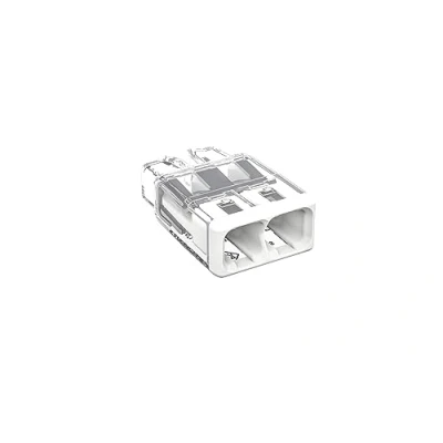 Image of WAGO COMPACT splicing connector; for solid and stranded conductors; max. 4 mm²; 2 conductor; white cover; Surrounding air temperature: max 85C (T85); 4,00 transparent, 2773 402 (120 pcs)