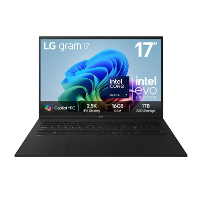 Image of LG gram 17 17Z90TL G.AU78A1 17&quot; Laptop, Copilot PC Intel®Core Ultra 7, 1 TB SSD, Black, Black