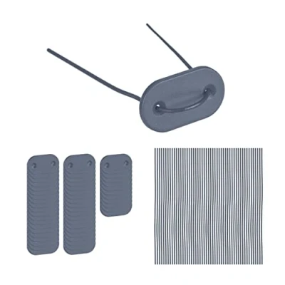 Image of Relaxdays Privacy Screen, 52 Mounting Wires &amp; Plates Each, for Balcony, Fixing Kit Visibility Shield Mats, Grey, Plastic 50% Iron, 15x0.1 cm