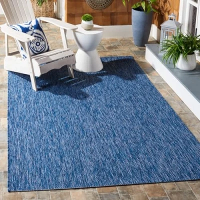 Image of SAFAVIEH Contemporary Rug for Indoor &amp; Outdoor Courtyard Collection, Short Pile, in Navy and color, 160 X 231 cm