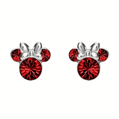 Image of Disney Minnie Mouse Sterling Silver July Birthstone Earrings
