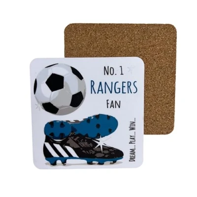 Image of Rangers FC Gers Light Blues Football Club Fan COASTER DRINK MAT by WHITE COTTON CARDS (C FN8)