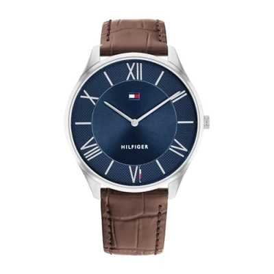 Image of Tommy Hilfiger Dress Watch, Men&#039;s, Size: One Size, Silber blau braun