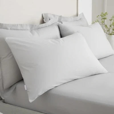 Image of 200 Thread Count Cotton Percale Standard Pillow Case Pair Grey