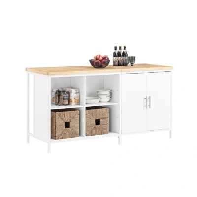 Image of SoBuy Kitchen Island Storage Cupboard Breakfast Dining Bar Table,KNL09 WN