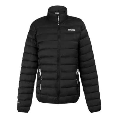 Image of Regatta Womens Insulated Jacket Hillpack II Full Zip Lightweight Padded Coat, Black, 14 EU