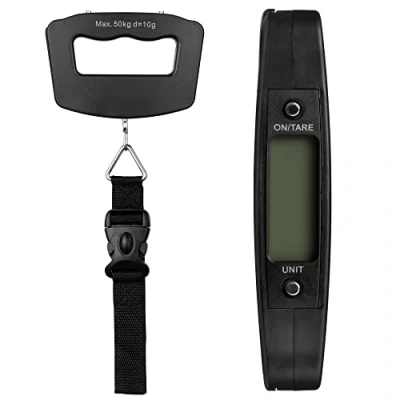 Image of Jazooli Digital Luggage Scale with Straps, Portable Electronic Hanging Baggage Scales, Travel Scales for Weighing Suitcases and Bags Holiday Tare Function 50kg/110lb