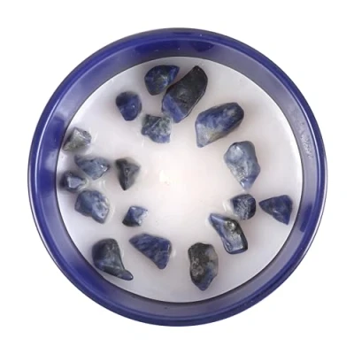 Image of Enhance Your Taurus Horoscope with Our Amber &amp; Vanilla Zodiac Candle, Infused Lapis Lazuli for Self Confidence A Spiritual Gift