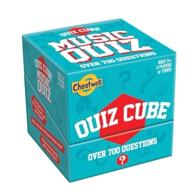 Image of Cheatwell Games Quiz Cube Music Trivia Game With 744 Questions, Turquoise