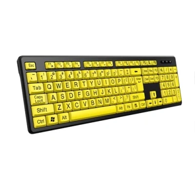 Image of Riiichflowshop Large Print Computer Keyboard USB LED Full Size Easy to See Keys for Visually Impaired Users