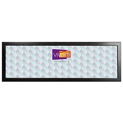 Image of Vivarti Panoramic Thin Satin Black Picture Frame, 30&quot; x 12&quot; Frames 30 12 Frame Photo 30x12 with Clear Styrene Sheet &amp; Wall Mounted Hook Inches