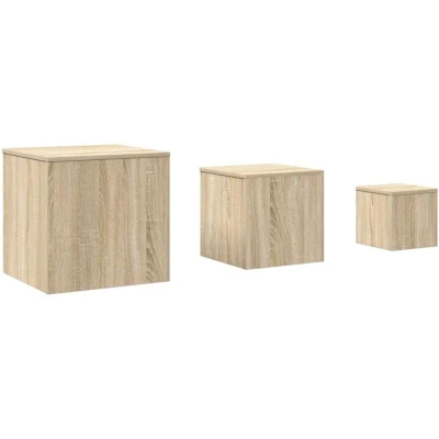 Image of vidaXL Side Tables 3 pcs Sonoma Oak Engineered Wood