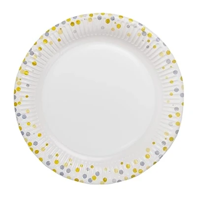 Image of Stylish Disposable Paper Plates Perfect for Birthday Wedding BBQs Picnic ! Affordable Tableware! Elegant and Convenient: 23cm Pack of 10