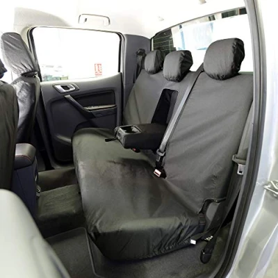 Image of UK Custom Covers SC156BAD7 Tailored Heavy Duty Waterproof Rear Seat Black Fits Ford Ranger T6 Wildtrak (2012 2018)