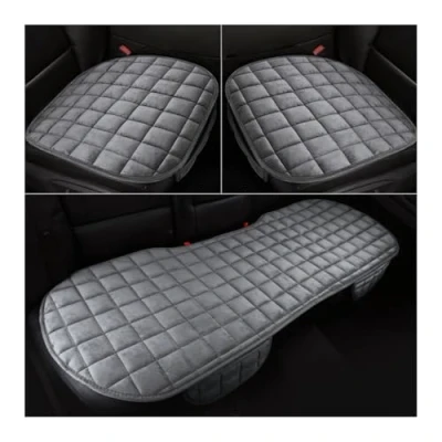 Image of HONCENMAX Soft Car Seat Cover, Plush Cushion Pad Mat Protector for Auto, Universal Sedan Hatchback SUV, Interior Accessories 2 Front Covers &amp; 1 Rear Cover