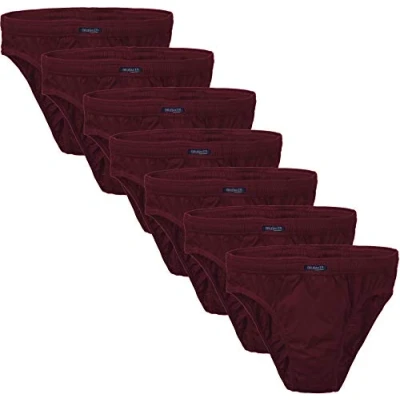 Image of BRUBAKER 7 Pack Men&#039;s Underwear Briefs Classic Slip Underpants Burgundy XL