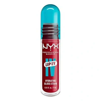 Image of NYX Professional Makeup Lip IV Hydrating Gloss Stain, Gloss, Up to 12HR Hydration, High Pigment, Wet Shine Finish, Red y. Set. Wet!