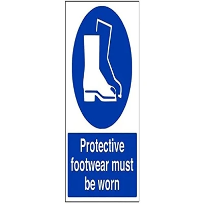 Image of V Safety Protective Footwear Must Be Worn In This Area PPE Sign 300mm x 400mm 1mm Rigid Plastic
