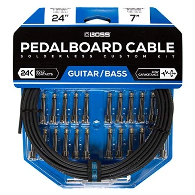 Image of BOSS BCK 24 Solderless Pedalboard cable Kit foot + Right angle/Straight 1/4&quot; Plug Connectors to Make 12 Custom Cables