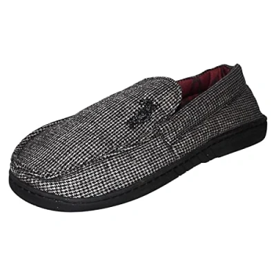 Image of Mens Peaky Blinders Moccasin Slippers 016258 Black/Grey Textile UK Size 12 EU 46 US 13