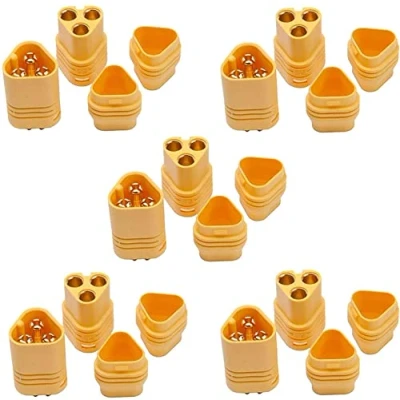 Image of YUNIQUE GREEN CLEAN POWER 5 Pairs MT60 Male Female Connectors 3.5mm RC Modeling Lipo, Suitable for Lipo Batteries, Yellow, Plastic