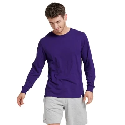 Image of Russell Athletic Men&#039;s Dri Power Cotton Blend Tees &amp; Tanks, Moisture Wicking, Odor Protection, UPF 30+, Sizes S 4x T Shirt, Purple, Medium