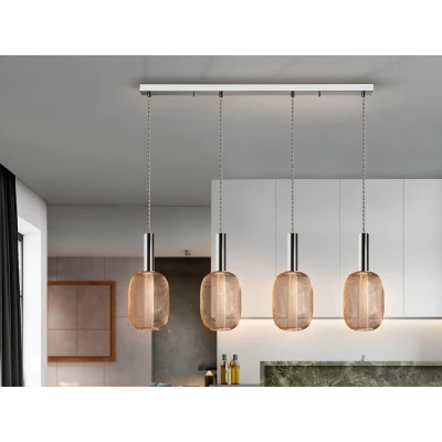 Image of Micran Dimmable Pendant Light Straight Bar, Chrome Gold